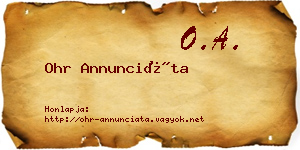 Ohr Annunciáta névjegykártya